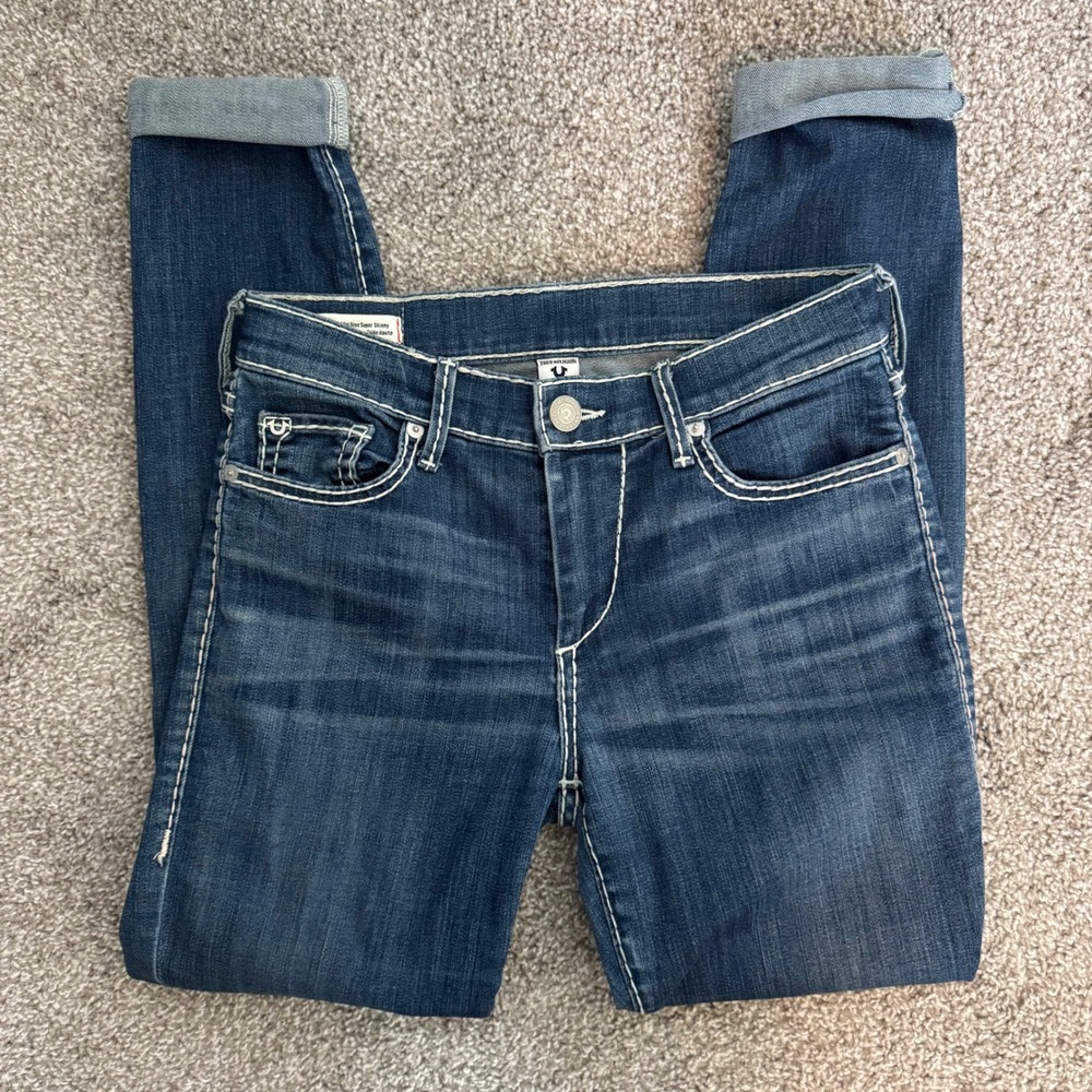 True Religion Halle Super Skinny Western Jeans Dark Wash 26